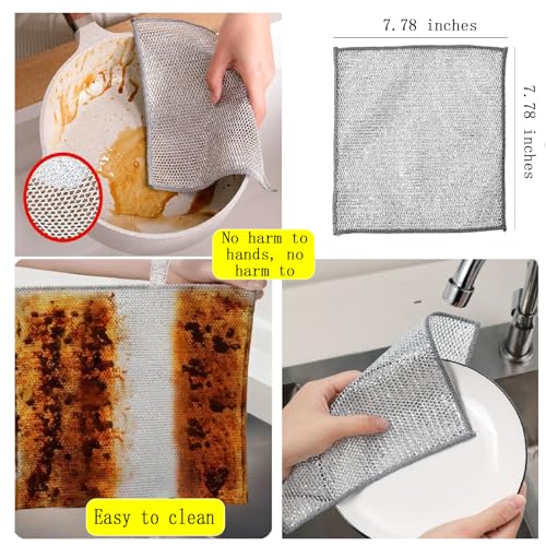 Scratch-Free Metal Wire Dishwashing Cloths - 10 Pack