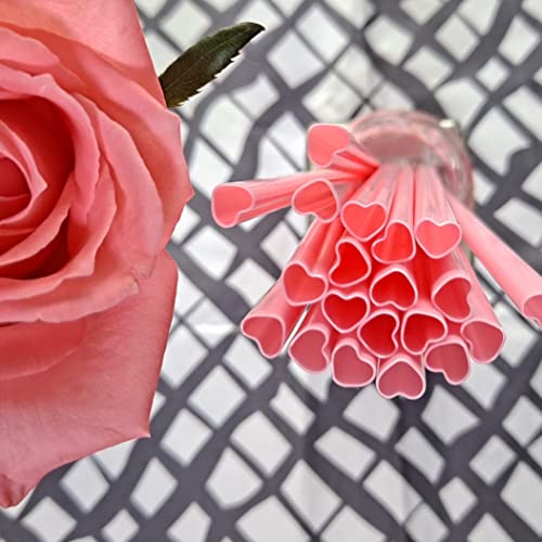 Pink Heart-Shaped Disposable Plastic Drinking Straws - 50 Count, The Best MOON