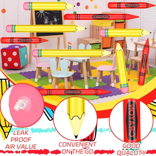 4-Pack Inflatable Crayon & Pencil Balloons for Classroom Events