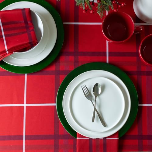 Holiday Plaid Tablecloth - Red 84 x 60 Inches Rectangular - Benson Mills Bristol