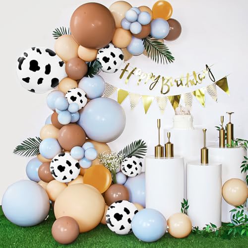 Hongplus Blue Western Cowboy Balloon Set - 60pcs Cow Print Party Decor