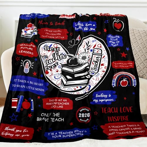 Teacher Appreciation Throw Blanket 50x60 - Soft Flannel Thank You Gift