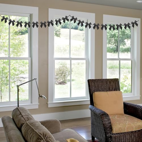 Black Bow Garland Banner Set - 2 PCS for Party Decorations