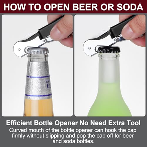Heavy Duty Wine Opener with Foil Cutter - Compact & Foldable