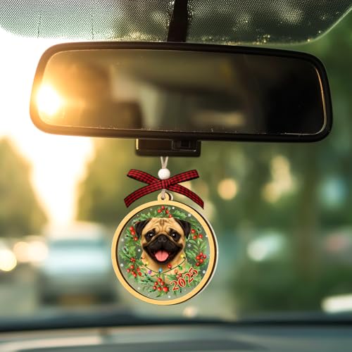 Pug Christmas Ornament - Festive Wood & Acrylic Decoration