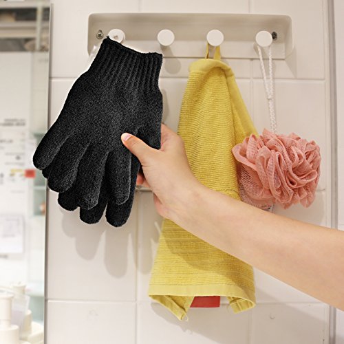 MIG4U Exfoliating Shower Gloves - Large Black Nylon Body Scrub Mitt
