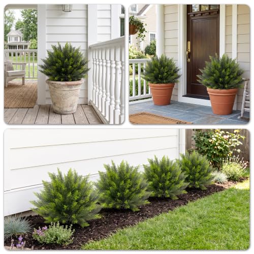 Artificial Cedar Topiary Bush 24 Inch with Ground Spike - Green Cedar, Set of 2