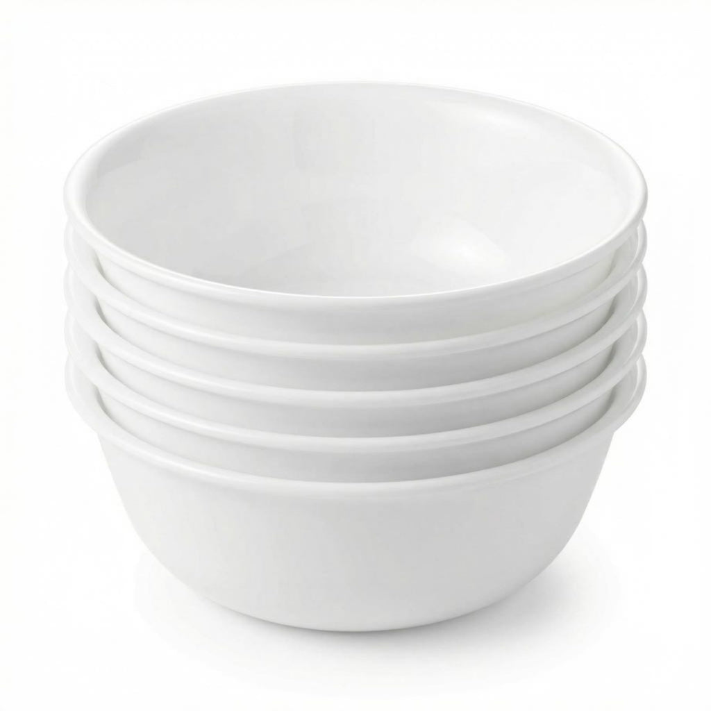 Corelle Vitrelle 28-oz Soup/Cereal Bowls Set of 6 Chip & Crack Resistant Dinnerware Bowls for Soup, Ramen, Cereal and More, Triple Layer Glass, Winter Frost White