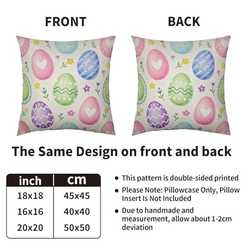 Sivirary Easter Egg Pillow Covers 18x18, Set of 2 Spring Floral Cushion Cases