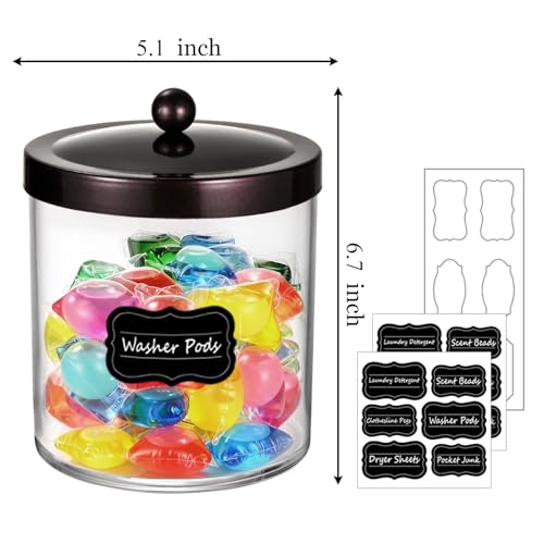 50oz Clear Laundry Pods Container with Stainless Steel Lid - 2 Pack