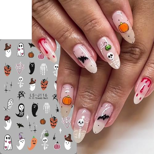 6 Sheets Gothic 3D Halloween Nail Art Stickers Self-Adhesive Decals