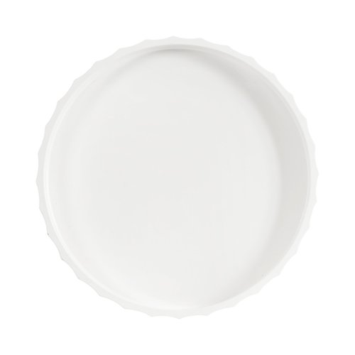 Kate and Laurel Lissi Decorative Round Tray with Wavy Design; 16 Inch Diameter; White; Modern Scalloped Circle Serving Tray for Coffee Table Ottoman; Dining Table; or Entryway Catch-All Tray