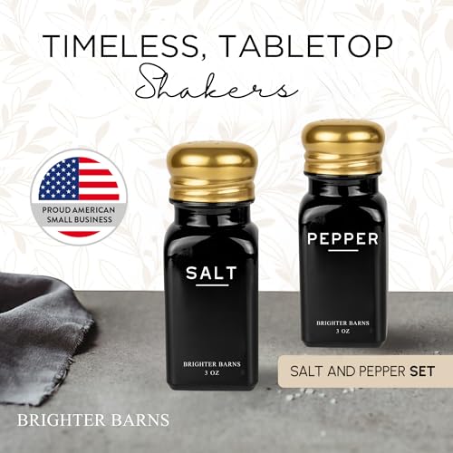 Brighter Barns Modern Black and Gold Salt and Pepper Shakers Set