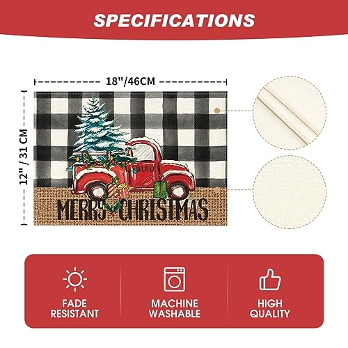 12x18 Inch Christmas Placemats Set of 6 - Buffalo Plaid Holiday Table Decor