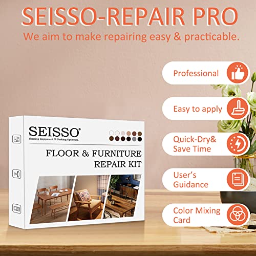 SEISSO Wood Scratch Repair Kit - 12 Color Filler Putty for Furniture