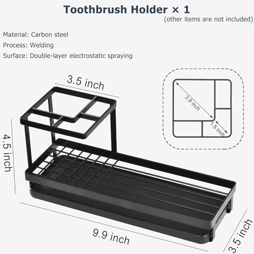 Metal Toothbrush Holder with Drainage - 4 Slot Bathroom Organizer