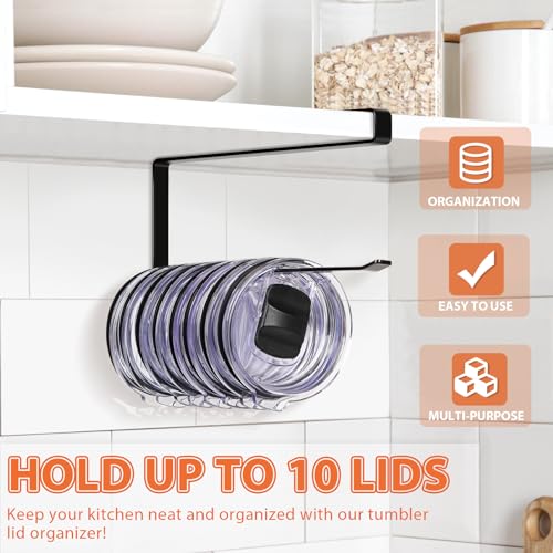 Jolensoy Black Tumbler Lid Organizer - Holds 10 Lids, Under-Cabinet Storage