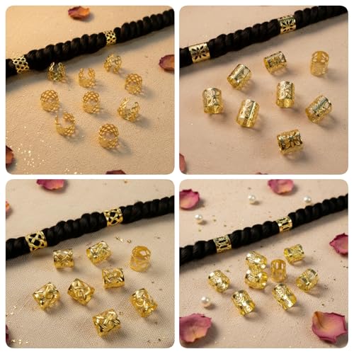 Glamer Gold Hair Jewelry for Braids & Dreadlocks - 120 Pcs Cuffs and Rings