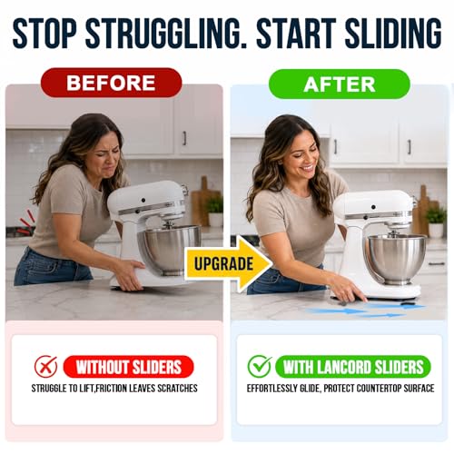 Lancord Adhesive Small Appliance Sliders for Countertop - 16 Piece Set