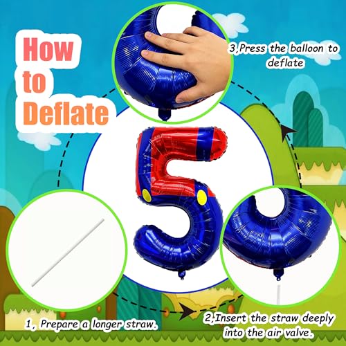 40-Inch Blue Red Number Balloon Set for Birthday Decor - 5