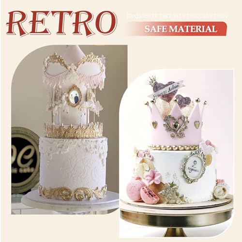 JJUNW 4 Pcs Baroque Photo Frame Silicone Molds for Cake Decoration