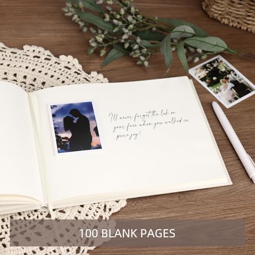 LONLAT Elegant Wedding Guest Book with Linen Cover - 100 Blank Pages for Special Occasions
