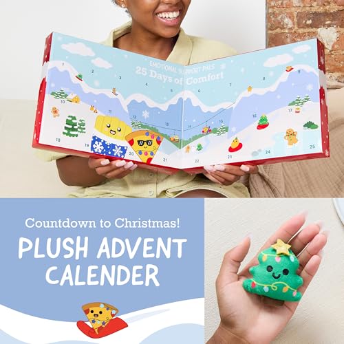 Emotional Support Plush Advent Calendar by Relatable for Kids or Teens, Contains 25 Mini Collectible Plushies Including Fries, Gingerbread, and Nugget Plush Toys, Stocking Stuffers for Kids