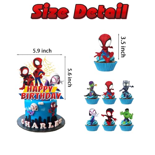 25 Pcs Cartoon Birthday Cake Toppers Set for Kids' Parties