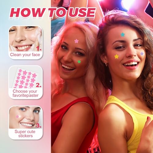 TIKIYOUN Star Pimple Patches 336 Count Cute Colorful Acne Hydrocolloid Stickers