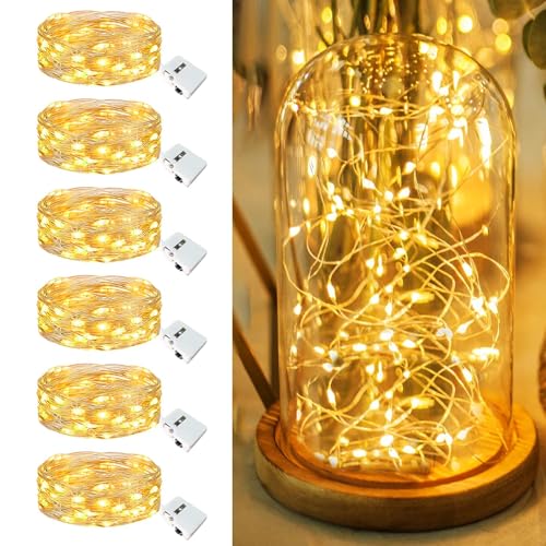 Battery Operated 6 Pack Fairy Lights - 20 LED Twinkle Lights, 7ft