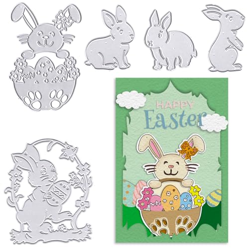 Easter Metal Cutting Dies - Cartoon Rabbit Stencil for Card Making