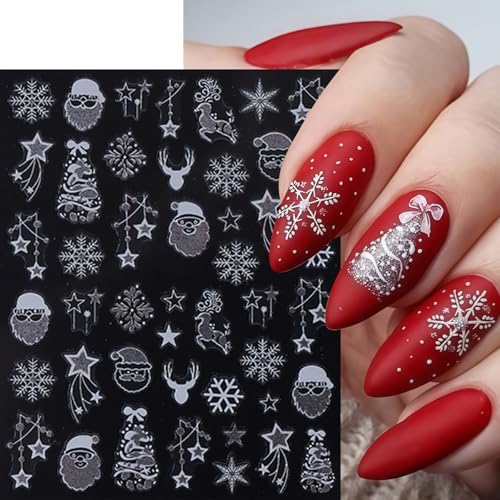 Christmas Nail Stickers 9 Sheets 3D Self-Adhesive Holiday Nail Art Decals