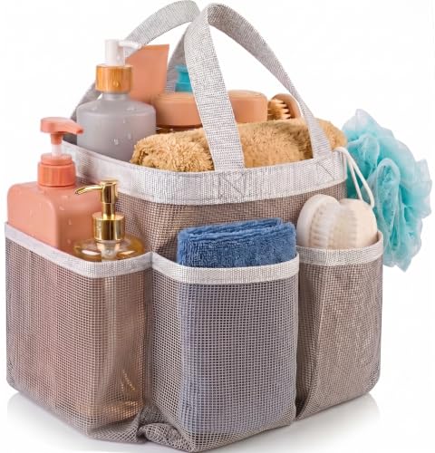 Handy Laundry 7-Pocket Mesh Shower Caddy - Portable Gray Toiletry Tote