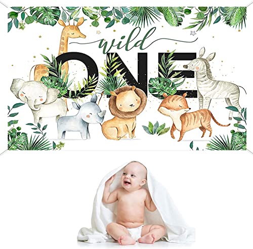 Jungle Animals 1st Birthday Backdrop Banner - 70.8 x 47.2 in
