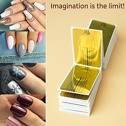 Nailskey Nail Forms for Gel Builder 200 Pcs Self Adhesive Extension Stickers