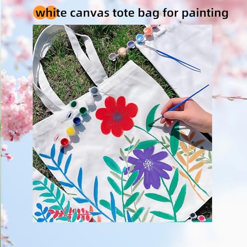 Spacious White Canvas Tote Bag - Lightweight Reusable 2 Pack