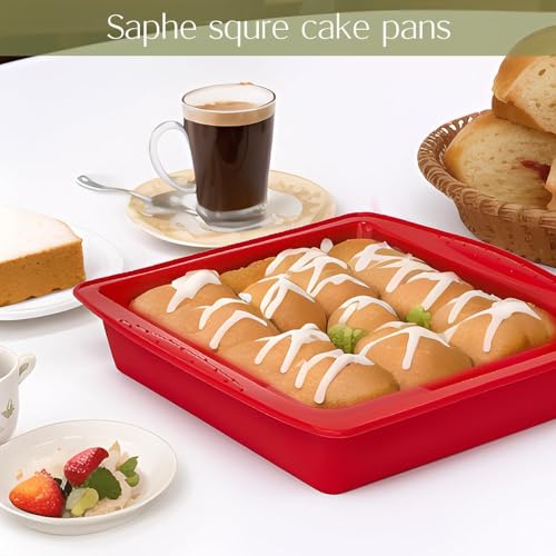Saphe 8-Inch Square Silicone Cake Pan – Nonstick Baking Mold (1 Pack)