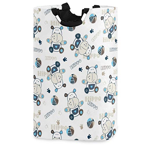 Visesunny Multi26 Hippo Bear Laundry Hamper - Waterproof Oxford Fabric, Large Capacity