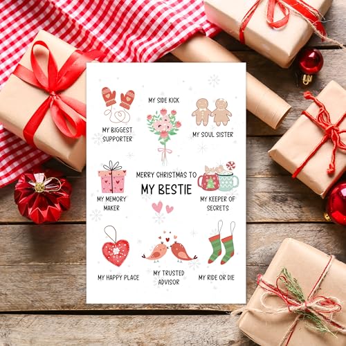 Cute Christmas Card for Bestie - Heartfelt Holiday Greeting
