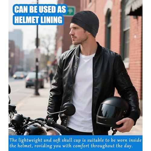 3 Pieces Cotton Skull Caps for Men Women Beanie Chemo Headwear Riding Helmet Liner Running Sleeping Hats
