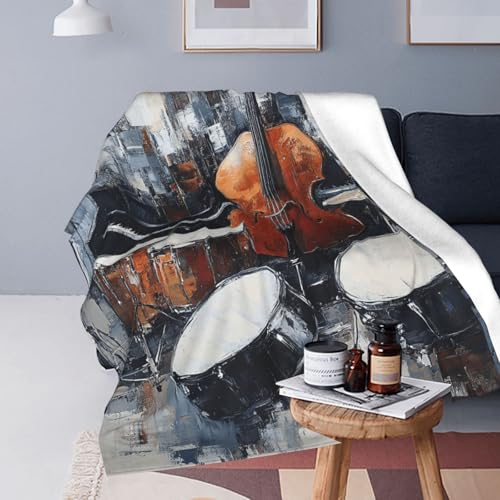 Guitar Blanket - Soft Flannel Throw for Music Lovers, 50"x40"