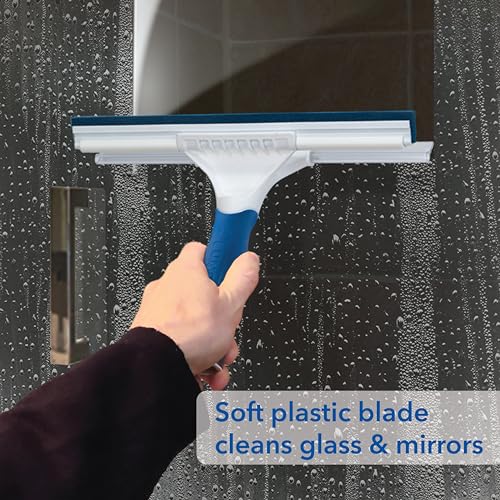 Unger 10” Glass & Tile Squeegee - 2-in-1 Bathroom Cleaner