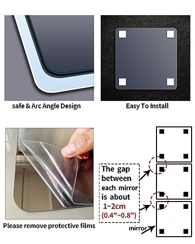 Shatterproof Kids Mirror Tiles - 8x8 Inch Adhesive Wall Decor