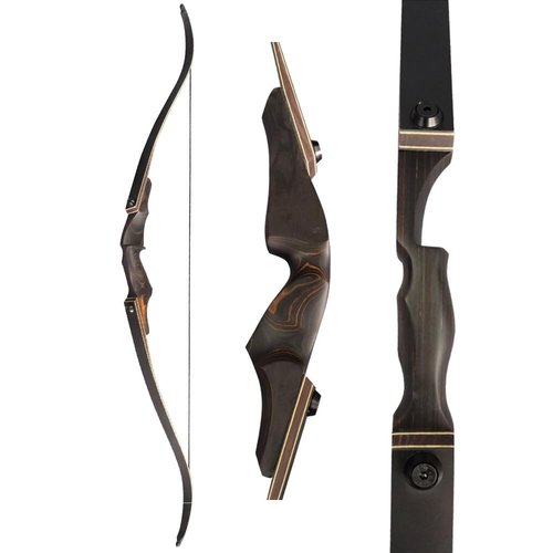 60" Black Hunter Takedown Recurve Bow 20-60 Lbs Traditional Wood Right Handed Bow American Hunting Longbow for Hunting Target Practice (Black Brown, 30 Lbs)