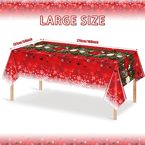 Red Christmas Tree Ball Tablecloth 3 Pack 54x108 Inches Holiday Party Decor