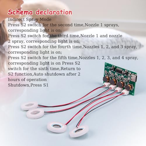 ZORZA 4-Spray Ultrasonic Humidifier DIY Module Kit - 5V Mist Maker Board