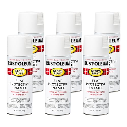 Rust-Oleum Stops Rust Protective Spray Paint, Flat White, 12 oz (6-Pack)