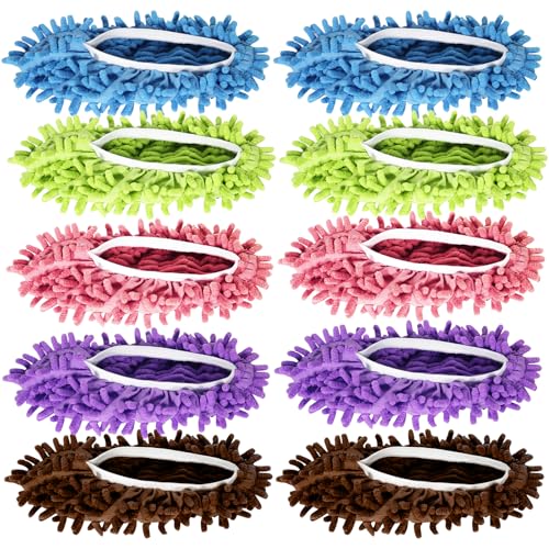 Zehrai Reusable Mop Slippers - 5 Pairs Microfiber Cleaning Shoes