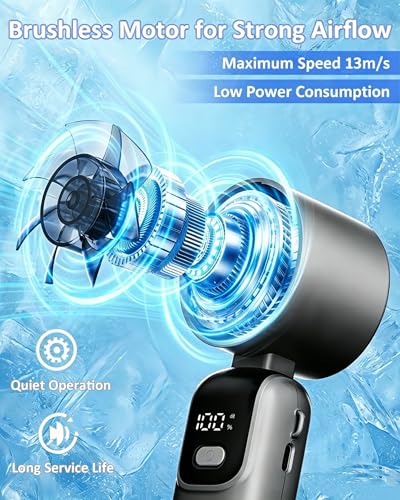 COZOME Dark Portable Handheld Fan, 100 Speeds Mini Fan with LED Display, 12H Cooling & 3000mAh Battery