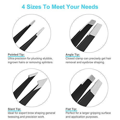 Professional Stainless Steel Tweezers Set with Travel Case - 6 Piece Kit